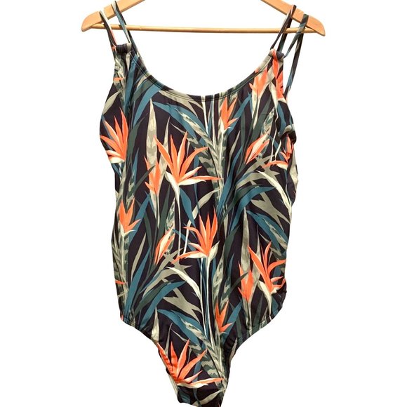 Kona Sol One Piece Tropical Print Scoop Neck Adjustable Bathing Suit S M XL - Picture 2 of 8